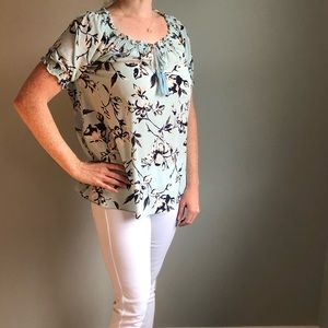 Joie Silk Floral Blouse - Mint Aqua